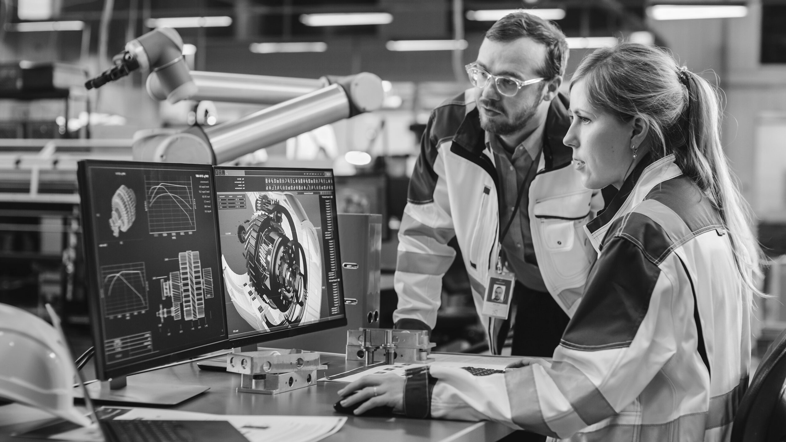 At,The,Factory:,Male,Mechanical,Engineer,And,Female,Chief,Engineer manufacturing line